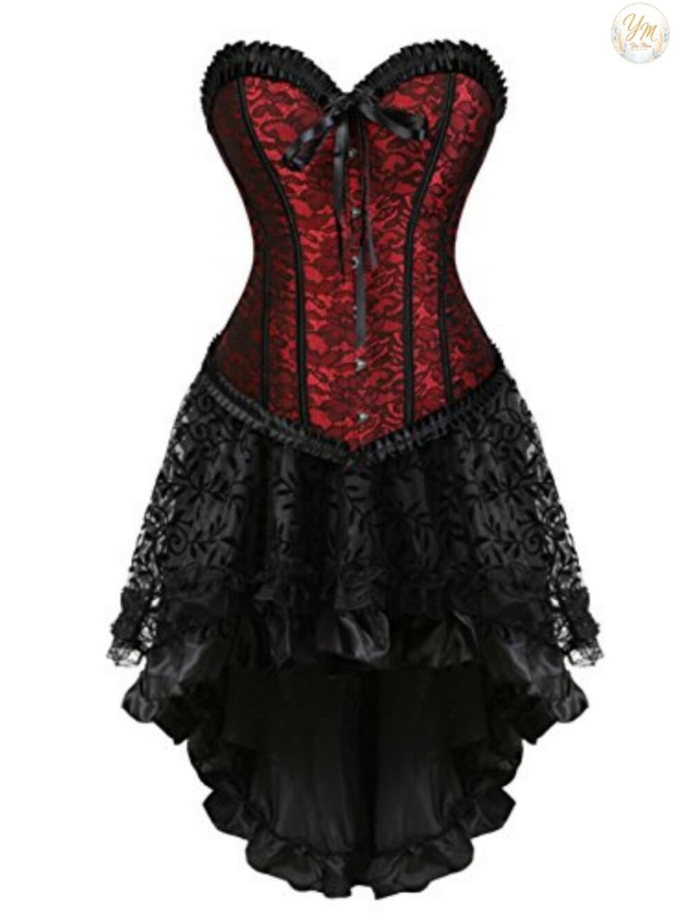 Embroidered Corset Bustier with Tutu Skirt Renaissance Boned Corset